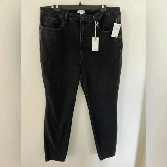 NWT Good American Good Legs Ultimate Skinny Sculpting Black Jeans Size24 Raw Hem - Picture 1 of 4
